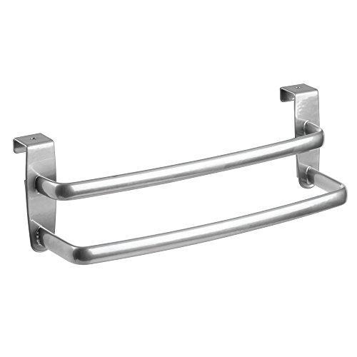 Binovery Metal Modern Kitchen Over Cabinet Double Towel Bar Rack - Hang on Inside or Outside of Doors, Storage and Organization for Hand, Dish, Tea Towels