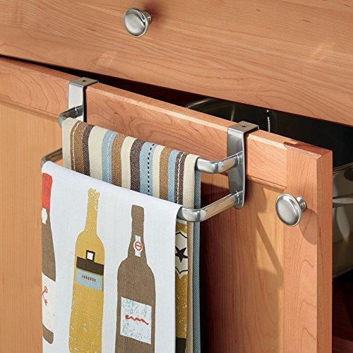 Binovery Metal Modern Kitchen Over Cabinet Double Towel Bar Rack - Hang on Inside or Outside of Doors, Storage and Organization for Hand, Dish, Tea Towels