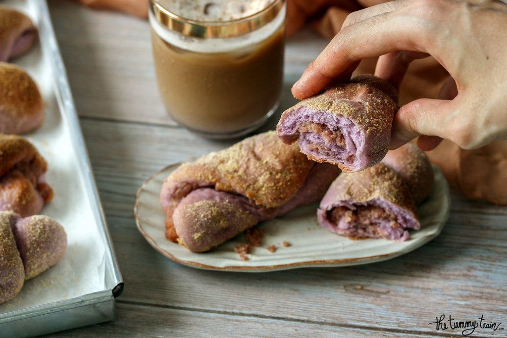 Double Ube Spanish Bread with Lavender Cardamom Latte [VIDEO]