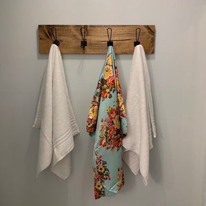 Coat Rack Towel Rack with Loop Hooks | Hand Towel Towel Holder Towel Ring Bathroom Entry Key Hooks Wall Mounted Rustic Modern by DistressedMeNot