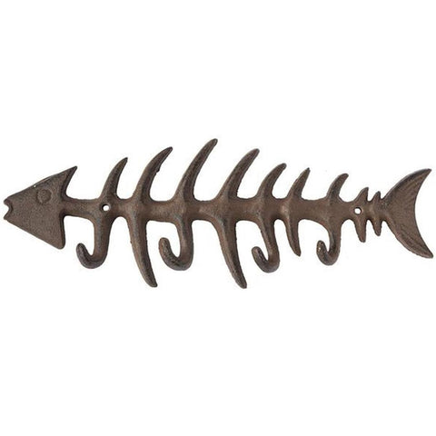 Cast Iron Kitchen Hooks For Towels - Fish Bones With 4 Hooks