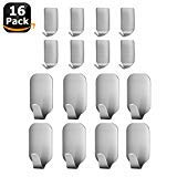 Adhesive Hooks, Bestfy Heavy Duty Wall Hooks Stainless Steel Ultra Strong Waterproof Hanger for Robe, Coat, Towel, Keys, Bags, Home, Kitchen, Bathroom (Set of 16)