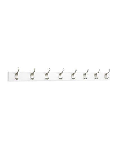 AmazonBasics Wall Mounted Modern Coat Rack, 8 Hooks, Set of 2, White