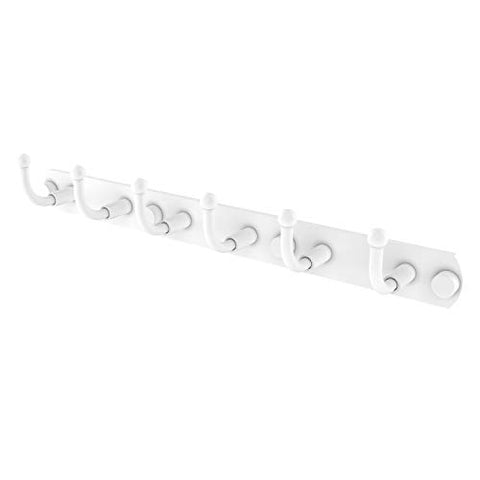 Allied Brass 1020-6 Skyline Collection 6 Position Tie and Belt Rack Decorative Hook, Matte White