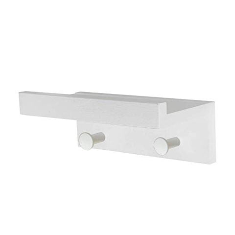 Wall Mounted Shelf Coat Hooks - Entryway Shelf with Hooks,2 Hooks 9 inches,Hanging Book Shelves with Hat Racks Wall Storage Shelf with Hooks Hanging Shelf with Holder for Bedroom, Kitchen, Bathroom