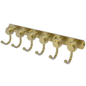 Allied Brass 920G-6 Mercury Collection 6 Position Tie and Belt Rack with Groovy Accent Decorative Hook, Satin Brass