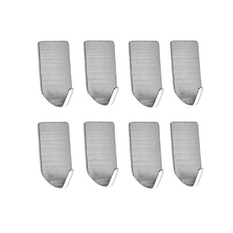 Togu SUS 304 Stainless Steel Self Adhesive Hook Heavy Duty Wall Hooks Nail-Free Waterproof Stick On Bathroom Kitchen Door for Keys Hats Towel Coats, Brushed Finish,8pcs