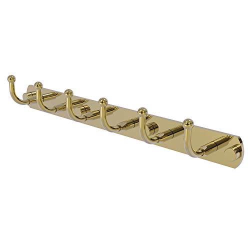 Allied Brass 1020-6 Skyline Collection 6 Position Tie and Belt Rack Decorative Hook, Unlacquered Brass