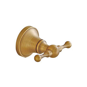 Gold Coat Hooks Brass Double Hook Antique Bathroom Wall Hook Hanger for Towel Bath Robe Hook