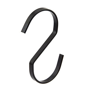 RuiLing 10-Pack 4 Inch Anti-static coating Steel Hanging Flat Hooks - S Shaped Hook Heavy-Duty S Hooks, for Kitchenware, Pots, Utensils, Plants, Towels, Gardening Tools, Clothes.