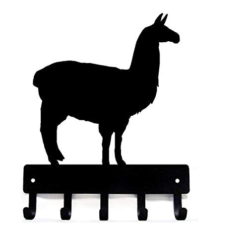 The Metal Peddler Llama Farm Key Rack with 5 Hooks - Small 6 inch Wide