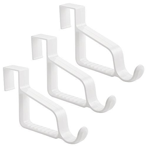 InterDesign Over Door Valet Hook for Clothes Hangers, Storage for Coats, Hats, Robes, Clothes or Towels - Single Hook, White, Pack of 3