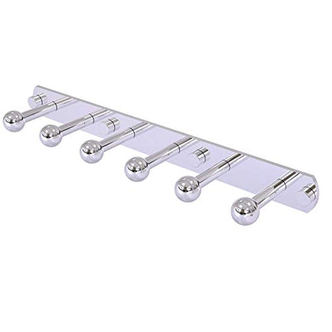 Allied Brass P1000-20-6 Prestige Skyline Collection 6 Position Tie and Belt Rack Decorative Hook, Polished Chrome