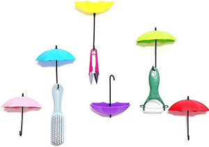 Maydahui 6PCS Umbrella Wall Hooks Sticker Colorful Key Hanging Holders decor for Home Office Decoration Organizer