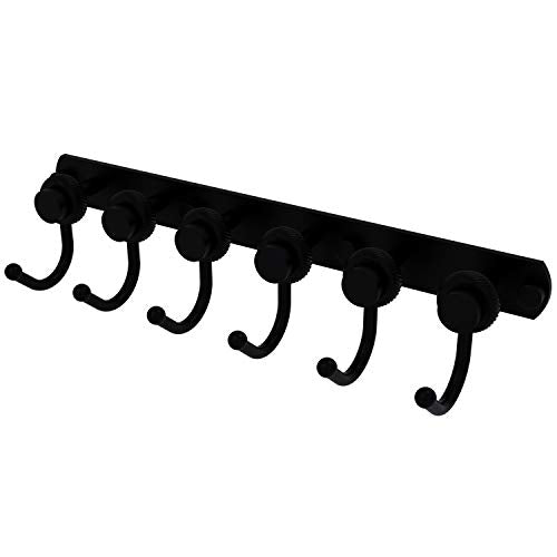 Allied Brass 920T-6 Mercury Collection 6 Position Tie and Belt Rack with Twisted Accent Decorative Hook, Matte Black