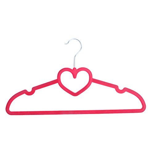 Alightup Premium Quality Flocking Velvet Hangers (Set of 50) - Ultra Thin Anti-Slip Velvet Clothes Suit Hangers - Love Shape - Space Saving Clothes Hangers - Rose Red