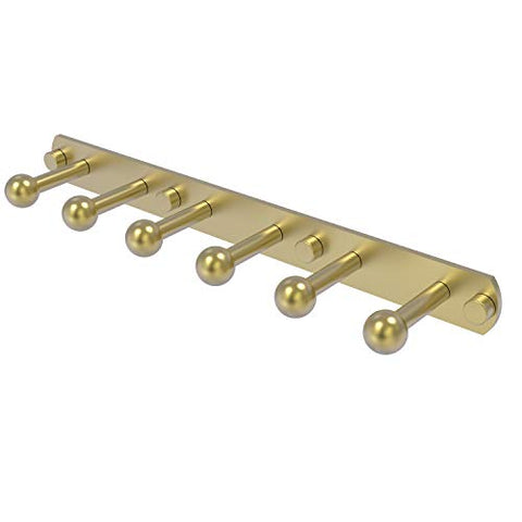 Allied Brass P1000-20-6-SBR Prestige Skyline Collection 6 Position Tie and Belt Rack, Satin Brass