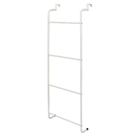 MyGift Space-Saving White Metal Over-the-Door Towel Rack/Clothing Hanger