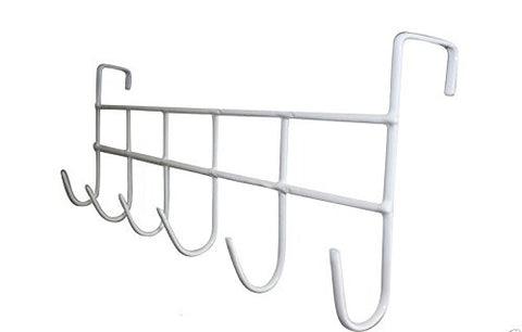 Hooks & Hangers White Over The Door Home Bathroom Coat Towel Hanger Rack 6 Hooks