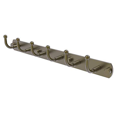 Allied Brass 1020-6 Skyline Collection 6 Position Tie and Belt Rack Decorative Hook, Antique Brass