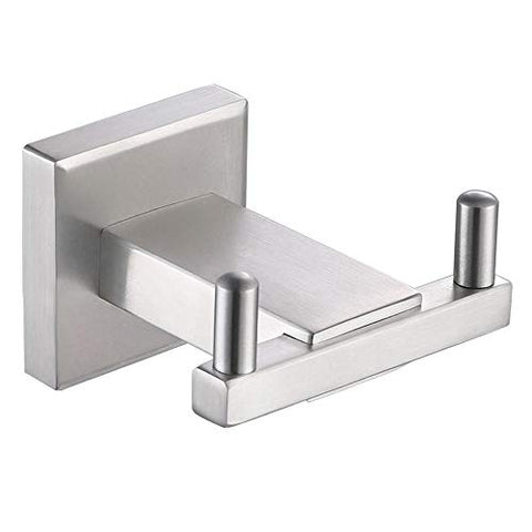 Double Robe Hook, Angle Simple SUS304 Stainless Steel Bathroom Double Hook, Shower Towel Holder, Double Bath Towel Hook, Coat Hook Clothes Hanger, Bathrobe Hook Wall Mount, Brushed Steel