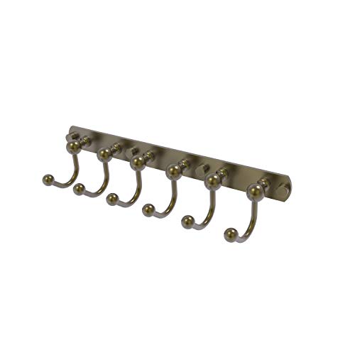 Allied Brass P1020-6 Prestige Skyline Collection 6 Position Tie and Belt Rack Decorative Hook, Antique Brass