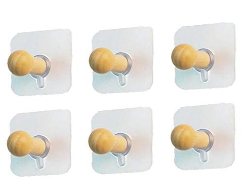 Xntun Self Adhesive Wall Hooks, Coat Hook, Towel Hook, Robe Hook, 6 Pcs