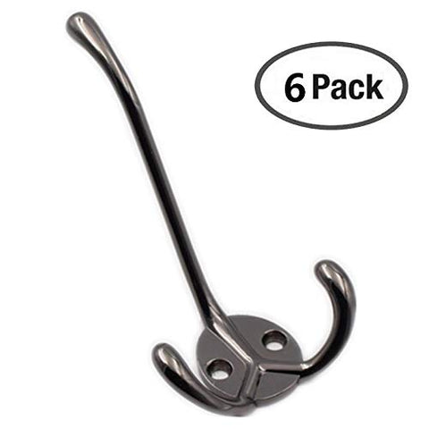 VaLaVie Home Storage Coat & Jacket Hooks, Wall Mount Tri Hook with Three Flared Prongs (6 Pack, Polished Chrome)