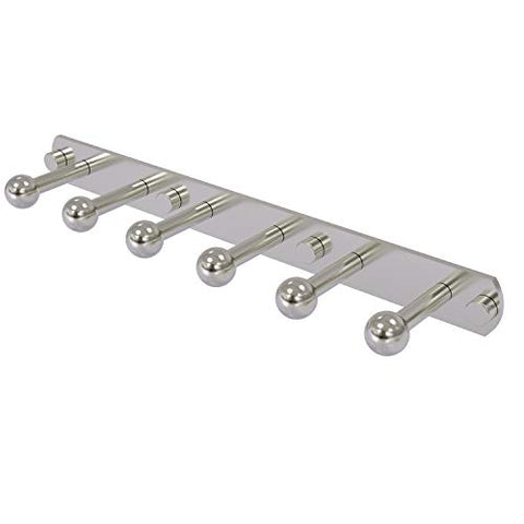 Allied Brass P1000-20-6 Prestige Skyline Collection 6 Position Tie and Belt Rack Decorative Hook, Satin Nickel