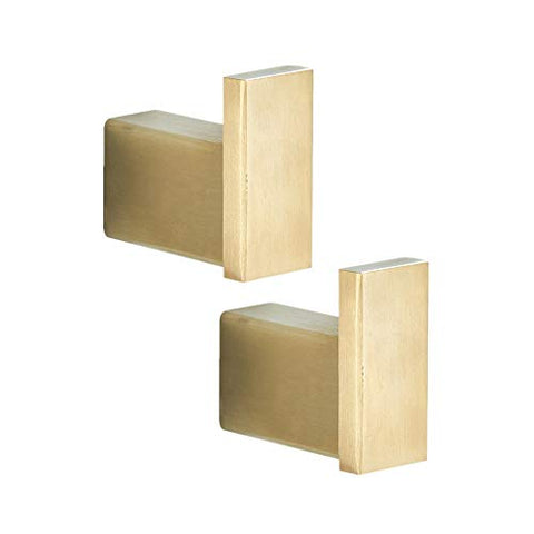WOLIBEER 2 Pieces Towel Hook Money Saving, Brushed Gold Finished Robe Hook Stainless Steel Construction Wall Mounted Bathroom Kitchen Toilet