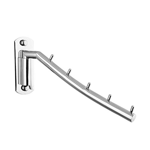 OUNONA Folding Wall Mounted Clothes Hanger Rotatable Stainless Steel Clothes Organizer with Swing Arm Holder