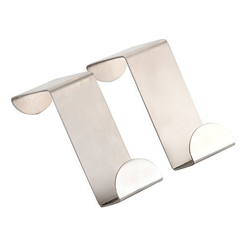 Over Door Hooks, Aomasi Stainless Steel Kitchen Cabinet Drawer Clothing Towel Bag Hanger Nail- free Space Saving Organizer Brushed Nickel 2 Pack