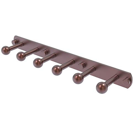 Allied Brass P1000-20-6 Prestige Skyline Collection 6 Position Tie and Belt Rack Decorative Hook, Antique Copper