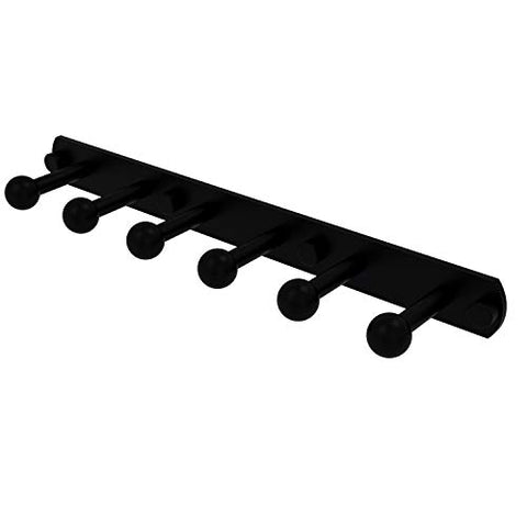 Allied Brass P1000-20-6 Prestige Skyline Collection 6 Position Tie and Belt Rack Decorative Hook, Matte Black