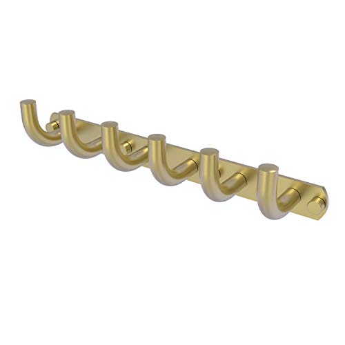 Allied Brass RM-20-6 Remi Collection 6 Position Tie and Belt Rack Decorative Hook, Satin Brass