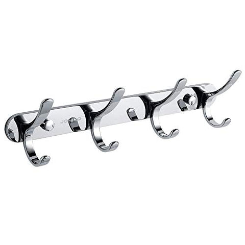JOMOO 11 Inch Zinc Alloy Decorative Long Coat Rack Hooks with 4 Hooks Wall Mounted Hanging Hooks for Door entryway Rustic Style Hooks,Chrome