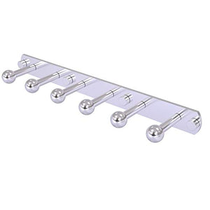 Allied Brass P1000-20-6 Prestige Skyline Collection 6 Position Tie and Belt Rack Decorative Hook, Satin Chrome