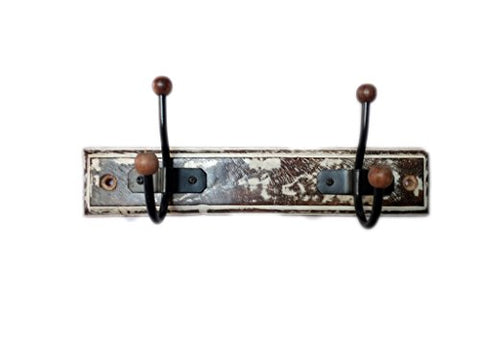 Coat Hook Hanger Set of 2 - Decorative Vintage Antique Wall Door Mount Mango Wood Hook Hanger Key Organizer Rack By Hind Handicrafts (2 Hook)