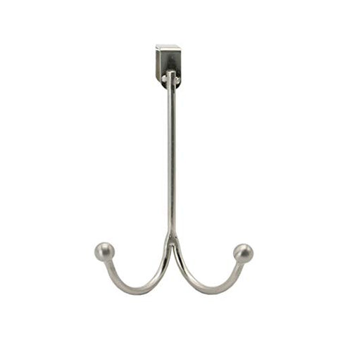 Over The Door Coat Hook,HJKK 18/8 Stainless Steel Door Organizer Rack for Bathroom Cubicle Kitchen Bedroom Office Hanging Clothes Towels Hats Backpacks and More to Save Storage Space,Gray