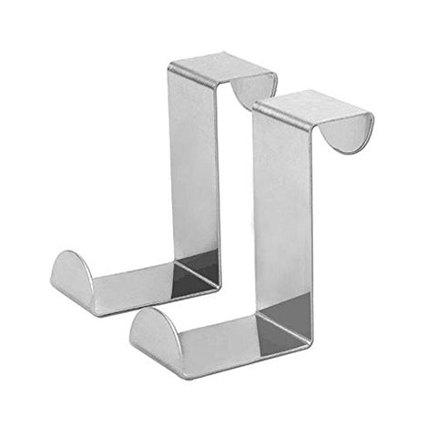 ZJWEI Brushed Stainless Steel Reversible Over Door Hook - 7 Pack