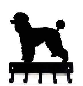 The Metal Peddler Poodle Natural Cut Key Rack Dog Leash Hanger - Large 9 inch Wide