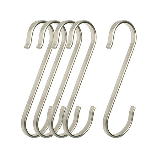 Mellewell 5 Pack Large 4.5" Flat S-Shaped Hooks Heavy Duty Genuine kitchen hooks for pots and pans, SH3001XL-5