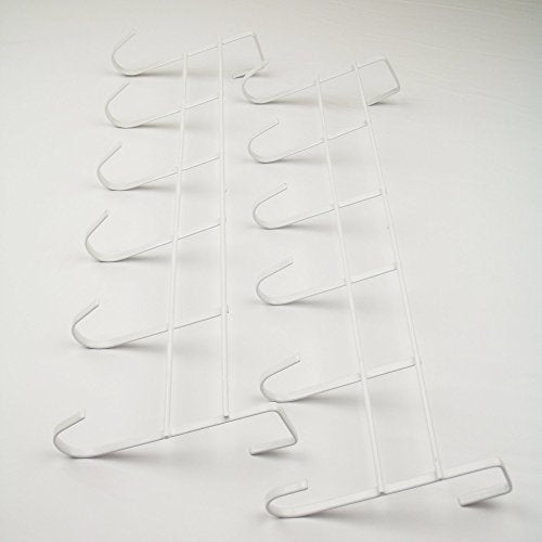 Premium Over The Door 6 Hooks Organizer Rack, White Finish, Great for Coats, Bath Towel, Childrens Room, Cubicle, Kitchen, Kids backpacks, Robes, Ties, Hats, No mounting Hardware needed -2 Racks