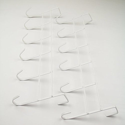 Premium Over The Door 6 Hooks Organizer Rack, White Finish, Great for Coats, Bath Towel, Childrens Room, Cubicle, Kitchen, Kids backpacks, Robes, Ties, Hats, No mounting Hardware needed -2 Racks