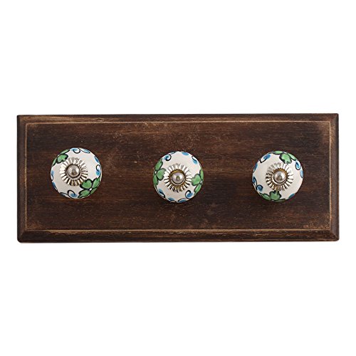 Indianshelf Handmade 1 Artistic Vintage Blue Wooden Berry Key Hooks Holders/Wall Hooks for Towels