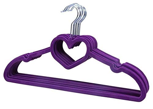 Anti-Skid Flocked Valentine Hangers/Clothes Hanger with Loving Heart-10 Pack,Pink