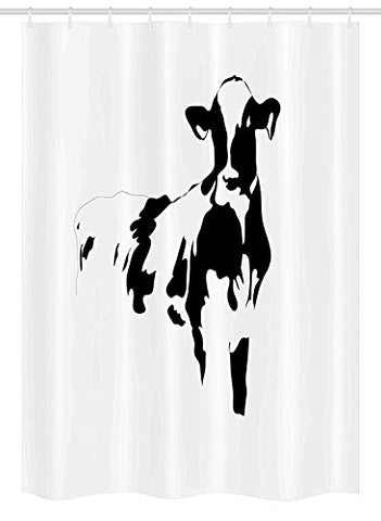 Farmhouse Decor Stall Shower Curtain by, Silhouette Portrait of a Big Cow Meat Milk Farm Animals Agriculture Themed Illustration, Fabric Bathroom Decor Set with Hooks 36 W x 72 L Inches,