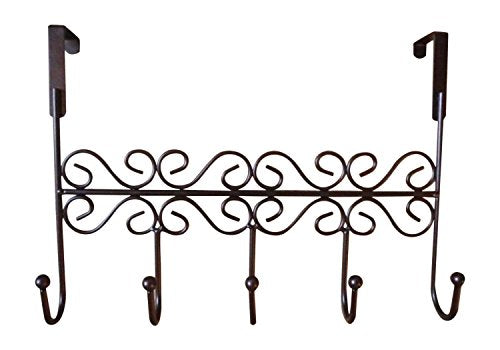Over the Door Decorative 5 Hook Rack Clothes Coat Hat Belt Hanger Organizer for