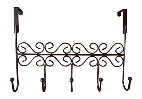 Over the Door Decorative 5 Hook Rack Clothes Coat Hat Belt Hanger Organizer for
