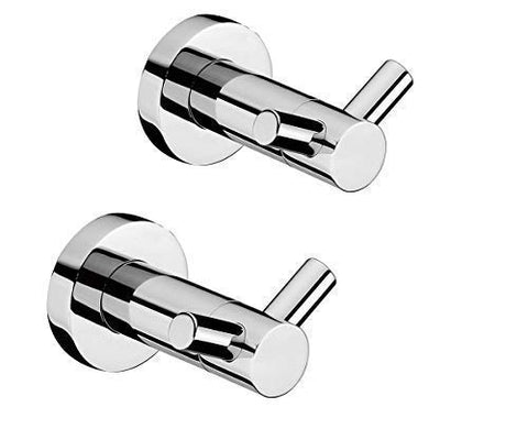 Crown Double Robe Hook Chrome for Bathroom 2 Pack Towel Hook Wall Mounted Hat Coat Clothes Hanger for Wardrobe Bedroom Kitchen CR10